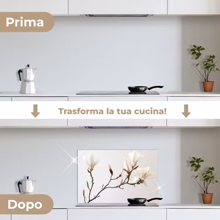 Paraschizzi cucina - Fiori - Bianco - Natura - Magnolia — 7