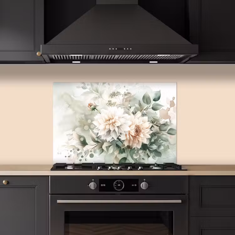 Paraschizzi cucina - Fiori - Bianco - Piante - Dalie — 5