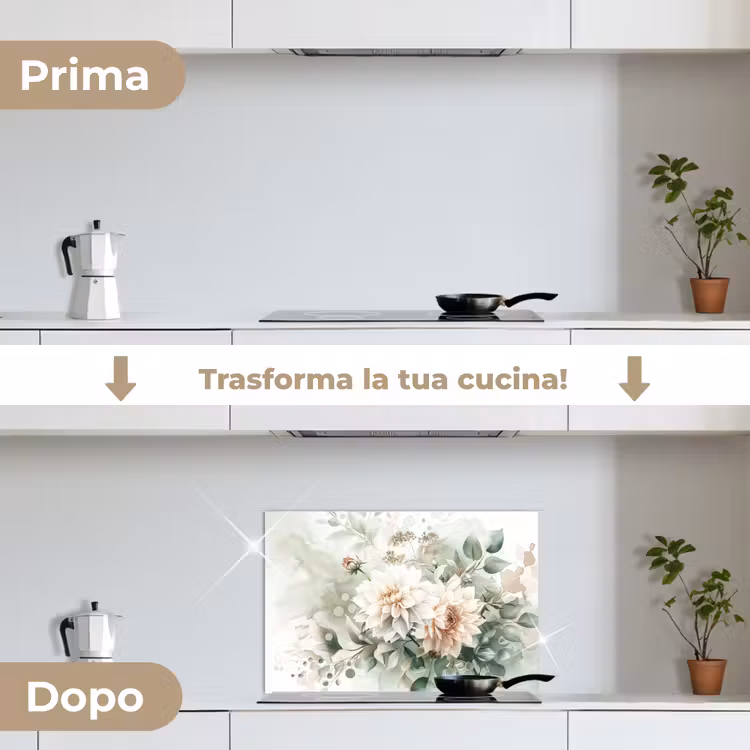 Paraschizzi cucina - Fiori - Bianco - Piante - Dalie — 7