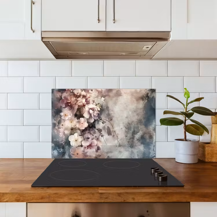 Paraschizzi cucina - Fiori - Cemento - Grigio - Flora — 3