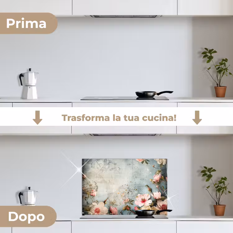 Paraschizzi cucina - Fiori - Cemento - Grigio - Natura — 7