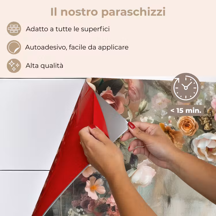 Paraschizzi cucina - Fiori - Cemento - Rose - Grigio — 4