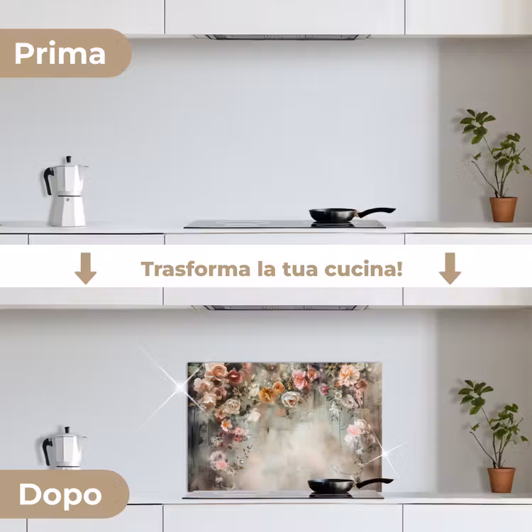 Paraschizzi cucina - Fiori - Cemento - Rose - Grigio — 7