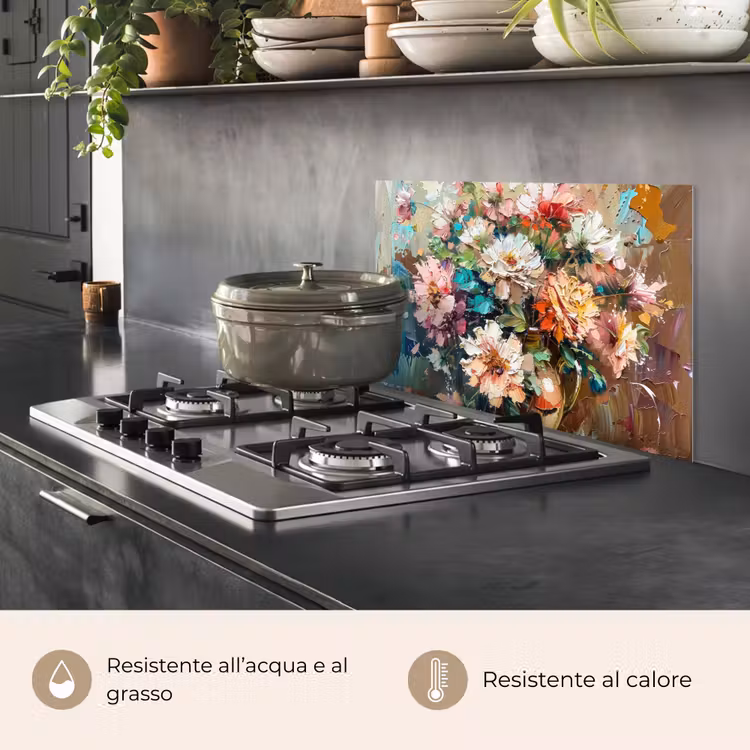 Paraschizzi cucina - Fiori - Pittura - Colori - Acquerello — 2