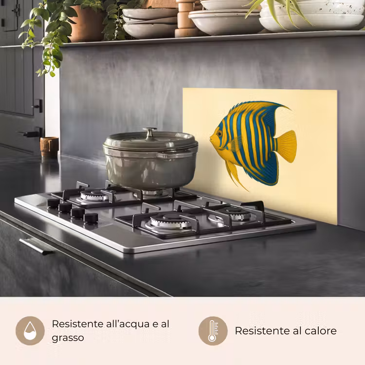 Paraschizzi cucina - Giallo brillante - Pesce - Strisce - Pinne — 2