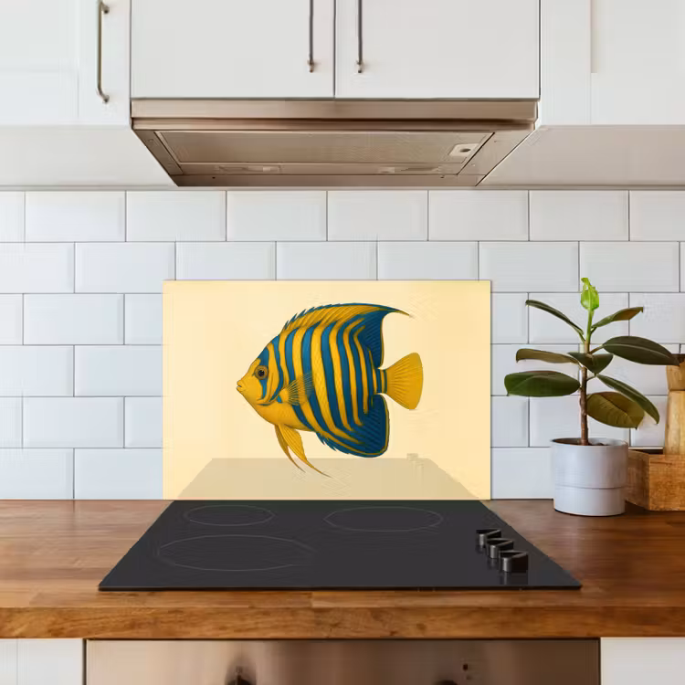 Paraschizzi cucina - Giallo brillante - Pesce - Strisce - Pinne — 3