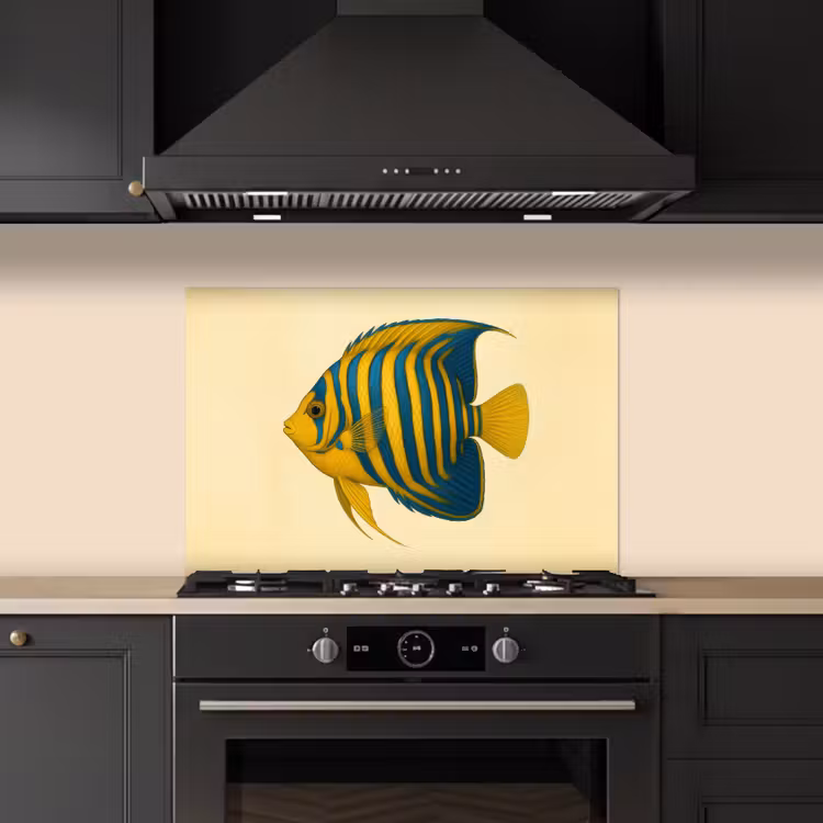 Paraschizzi cucina - Giallo brillante - Pesce - Strisce - Pinne — 5