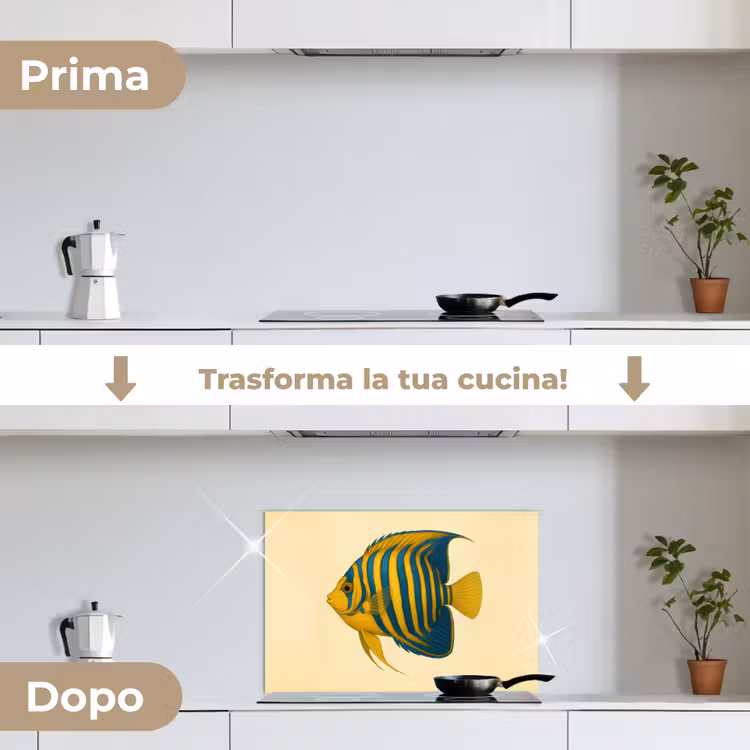 Paraschizzi cucina - Giallo brillante - Pesce - Strisce - Pinne — 7