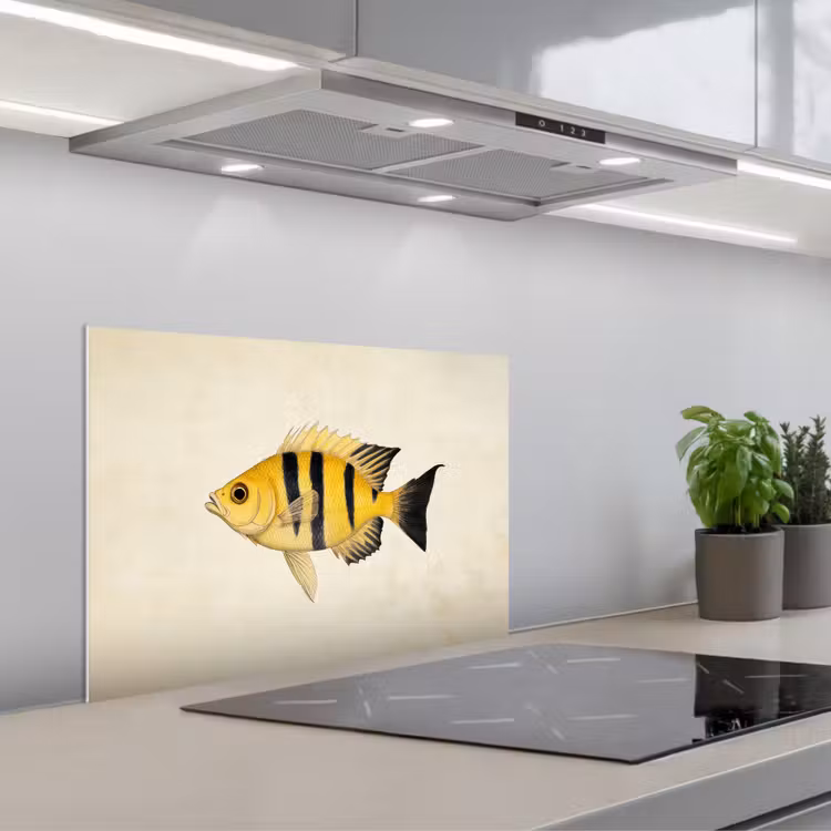 Paraschizzi cucina - Giallo - Pesce - Strisce - Tropicale — 1