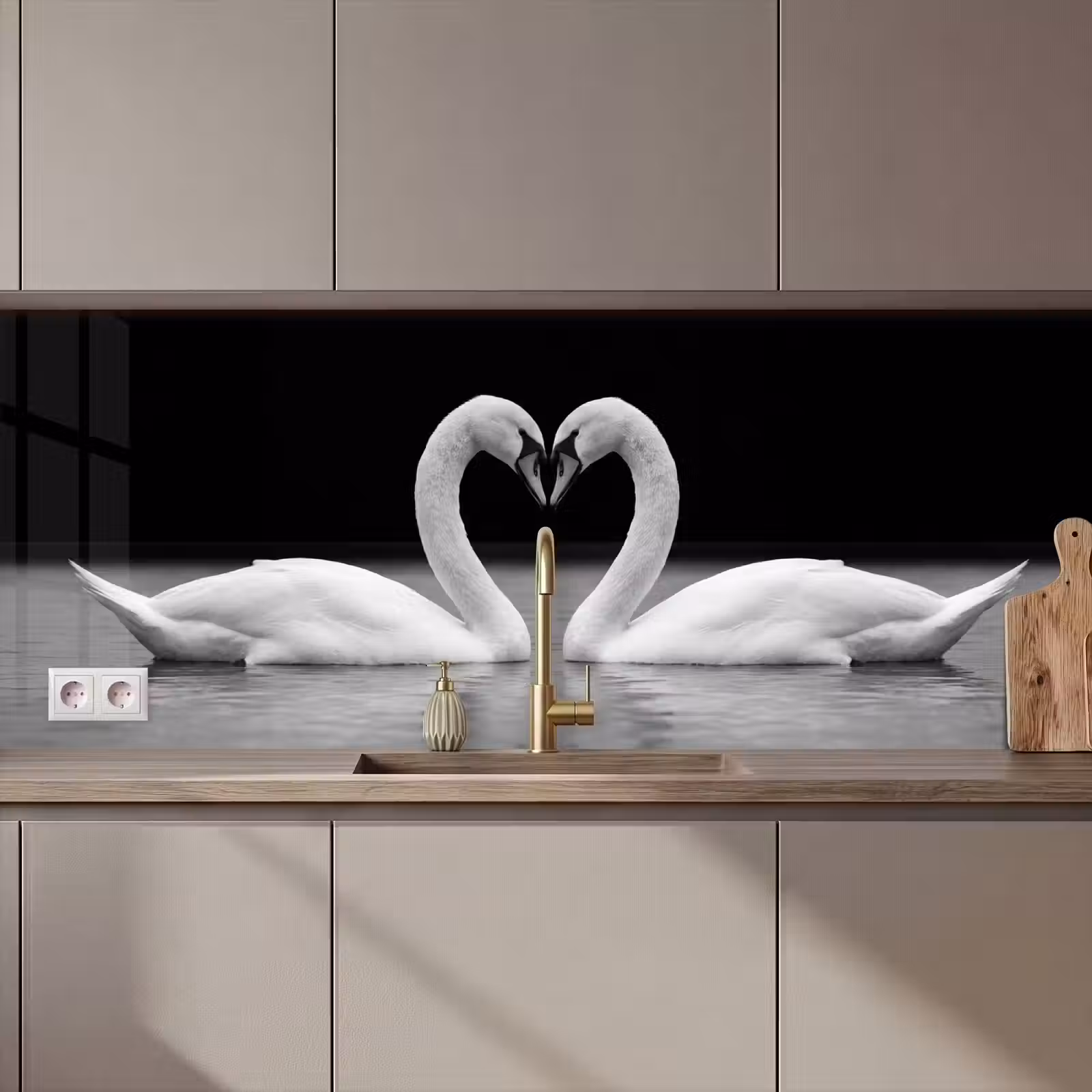 Schienale cucina - Cigni - Cuore - Nero - Bianco — 1