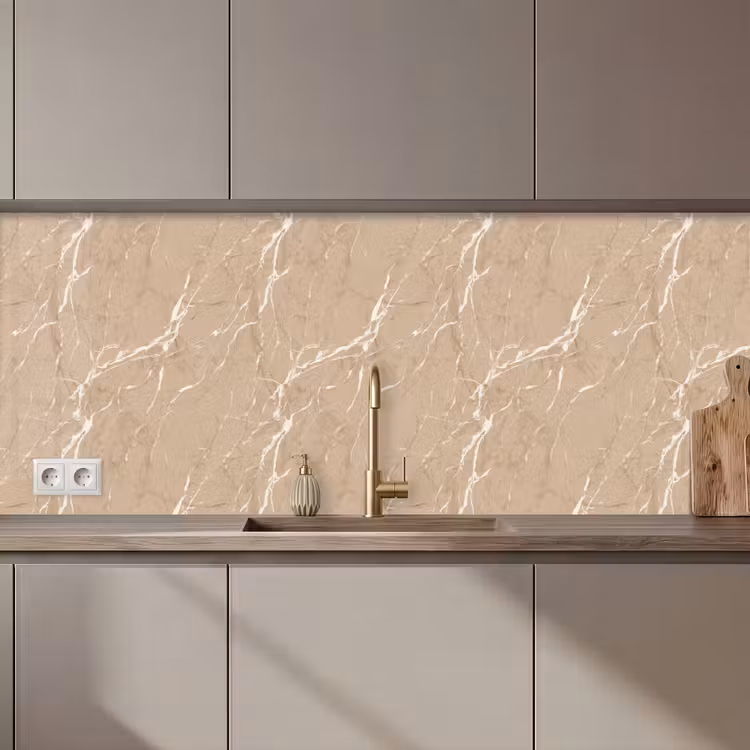 Schienale cucina - Beige - Marmo - Organico - Bianco — 1