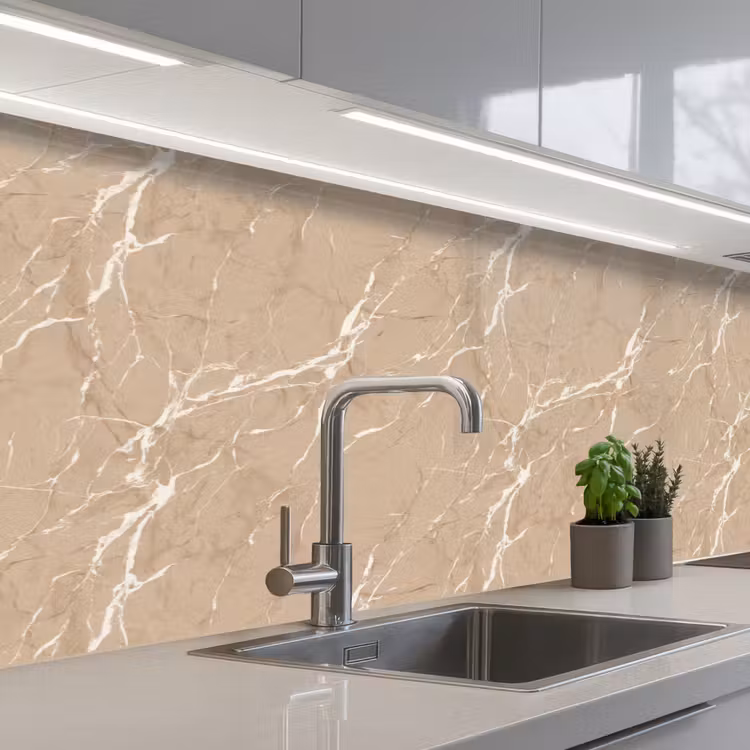 Schienale cucina - Beige - Marmo - Organico - Bianco — 2