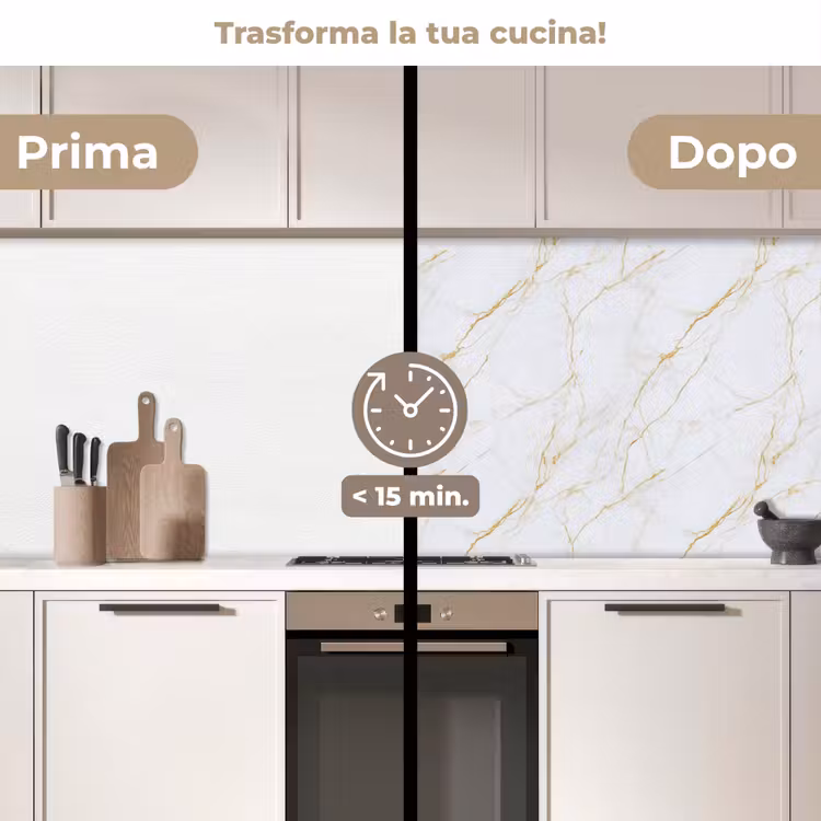 Schienale cucina - Bianco - Marmo - Oro - Lussuoso — 3