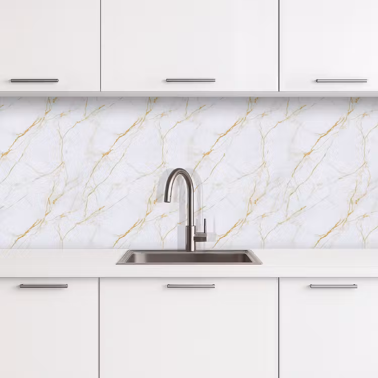 Schienale cucina - Bianco - Marmo - Oro - Lussuoso — 4