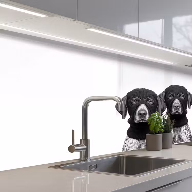 Schienale cucina - Cani - passamontagna - Nero - bianco — 2