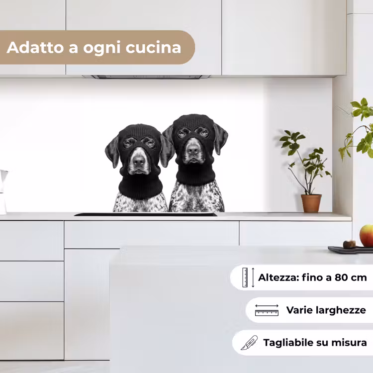 Schienale cucina - Cani - passamontagna - Nero - bianco — 7
