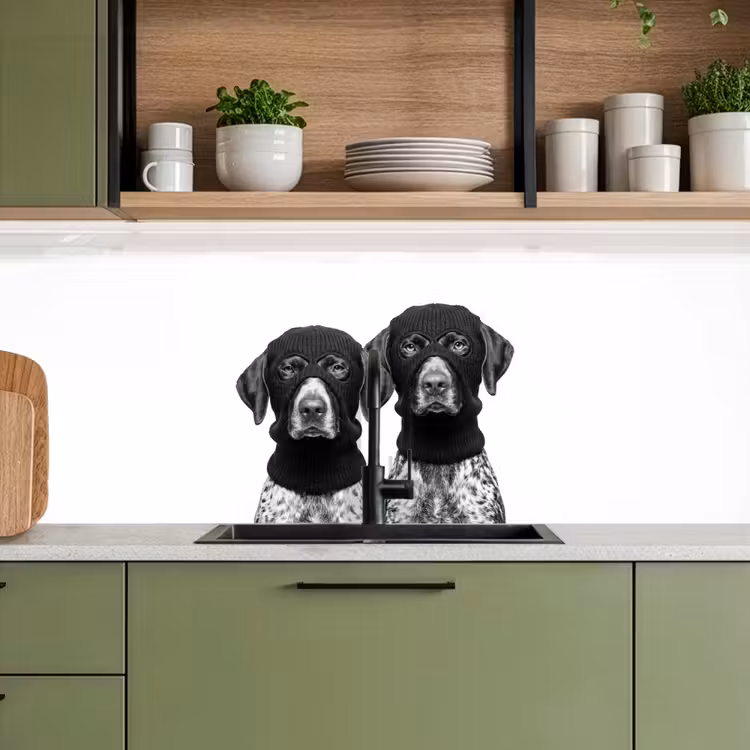 Schienale cucina - Cani - passamontagna - Nero - bianco — 8