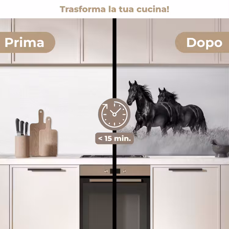 Schienale cucina - Cavalli - Erba - Nero - Bianco — 3