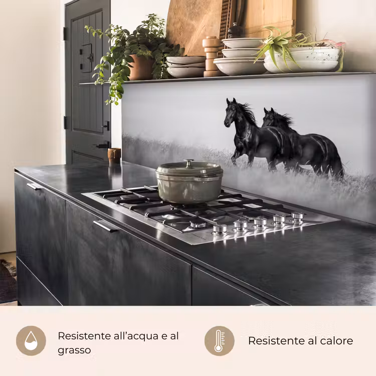 Schienale cucina - Cavalli - Erba - Nero - Bianco — 5
