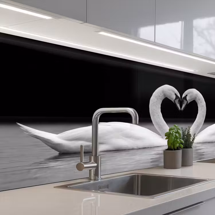 Schienale cucina - Cigni - Cuore - Nero - Bianco — 2