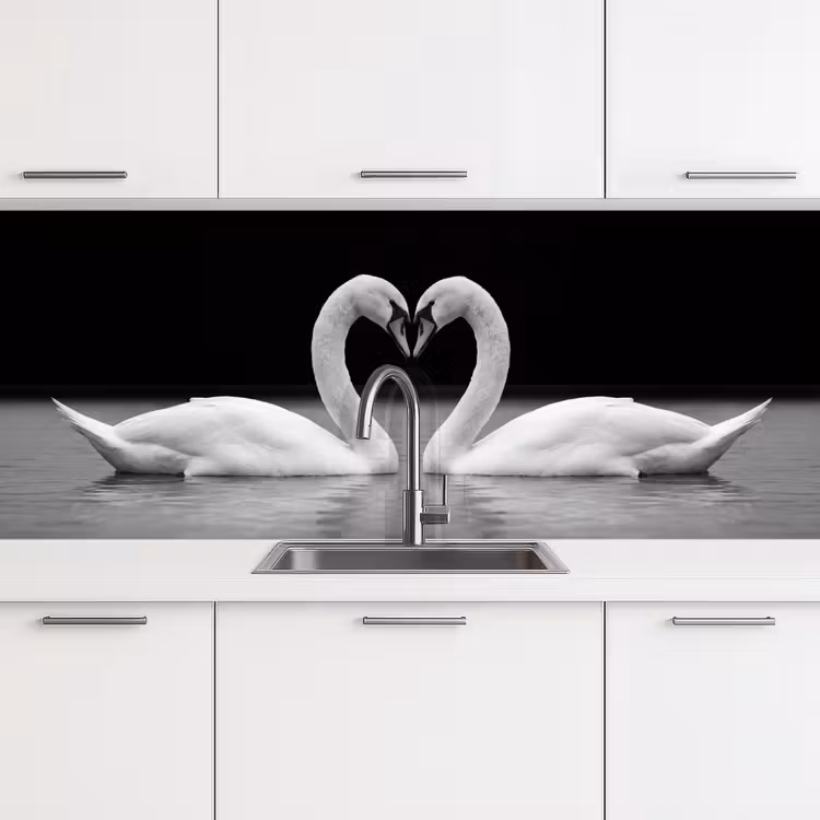 Schienale cucina - Cigni - Cuore - Nero - Bianco — 4