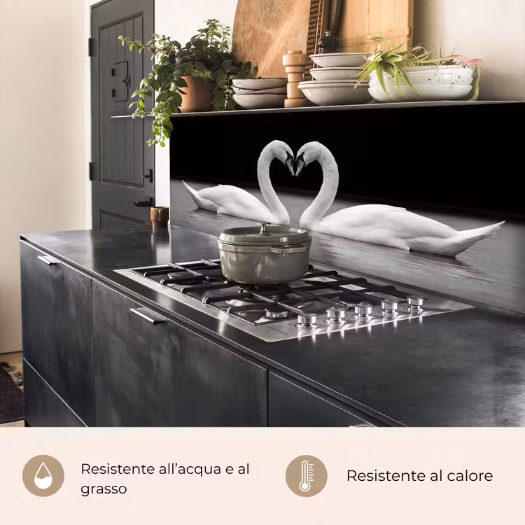 Schienale cucina - Cigni - Cuore - Nero - Bianco — 5