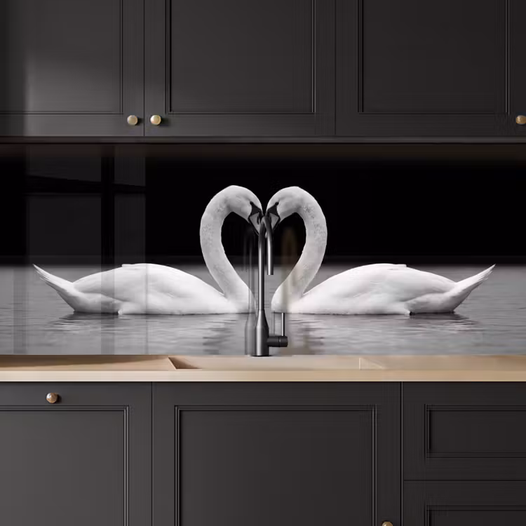 Schienale cucina - Cigni - Cuore - Nero - Bianco — 6