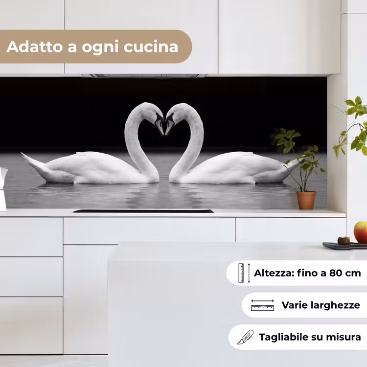 Schienale cucina - Cigni - Cuore - Nero - Bianco — 7