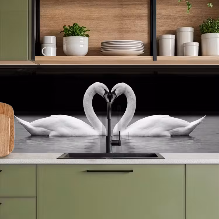 Schienale cucina - Cigni - Cuore - Nero - Bianco — 8