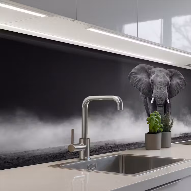 Schienale cucina - Elefante - Nero - Bianco - Fumo — 2