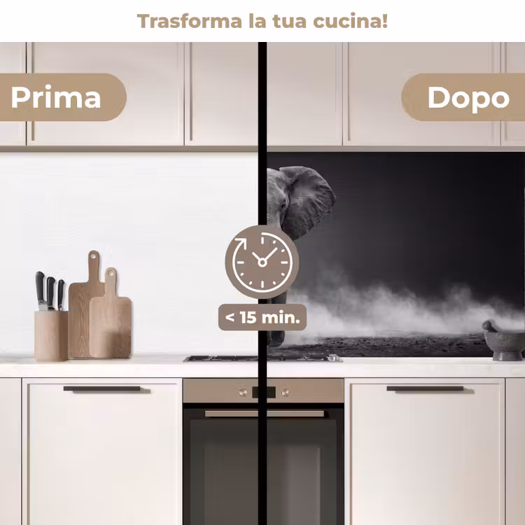 Schienale cucina - Elefante - Nero - Bianco - Fumo — 3