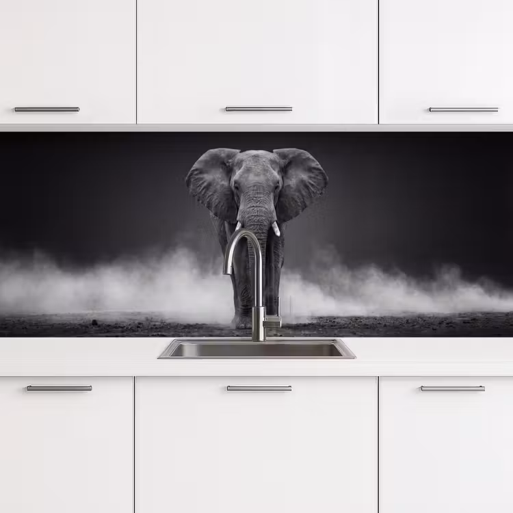 Schienale cucina - Elefante - Nero - Bianco - Fumo — 4