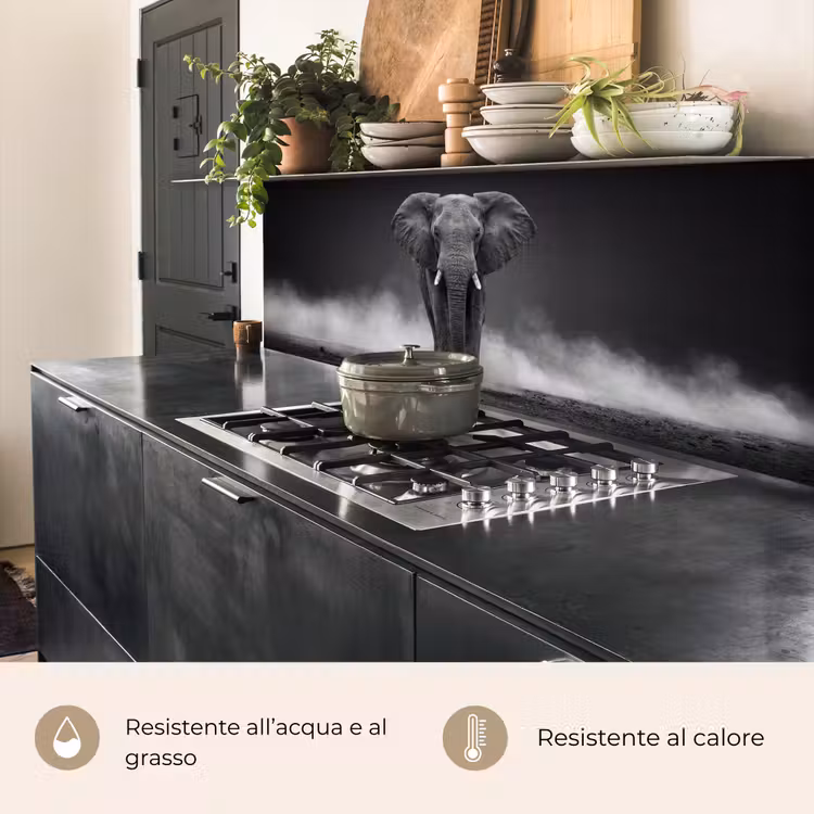 Schienale cucina - Elefante - Nero - Bianco - Fumo — 5