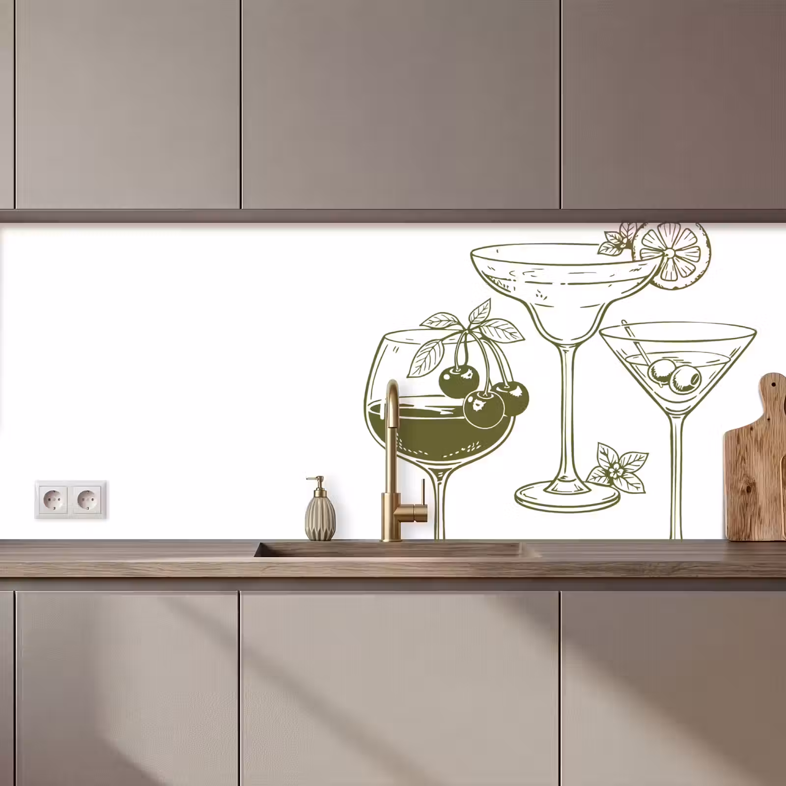Schienale cucina - Bicchieri - Cocktail - Verde — 1