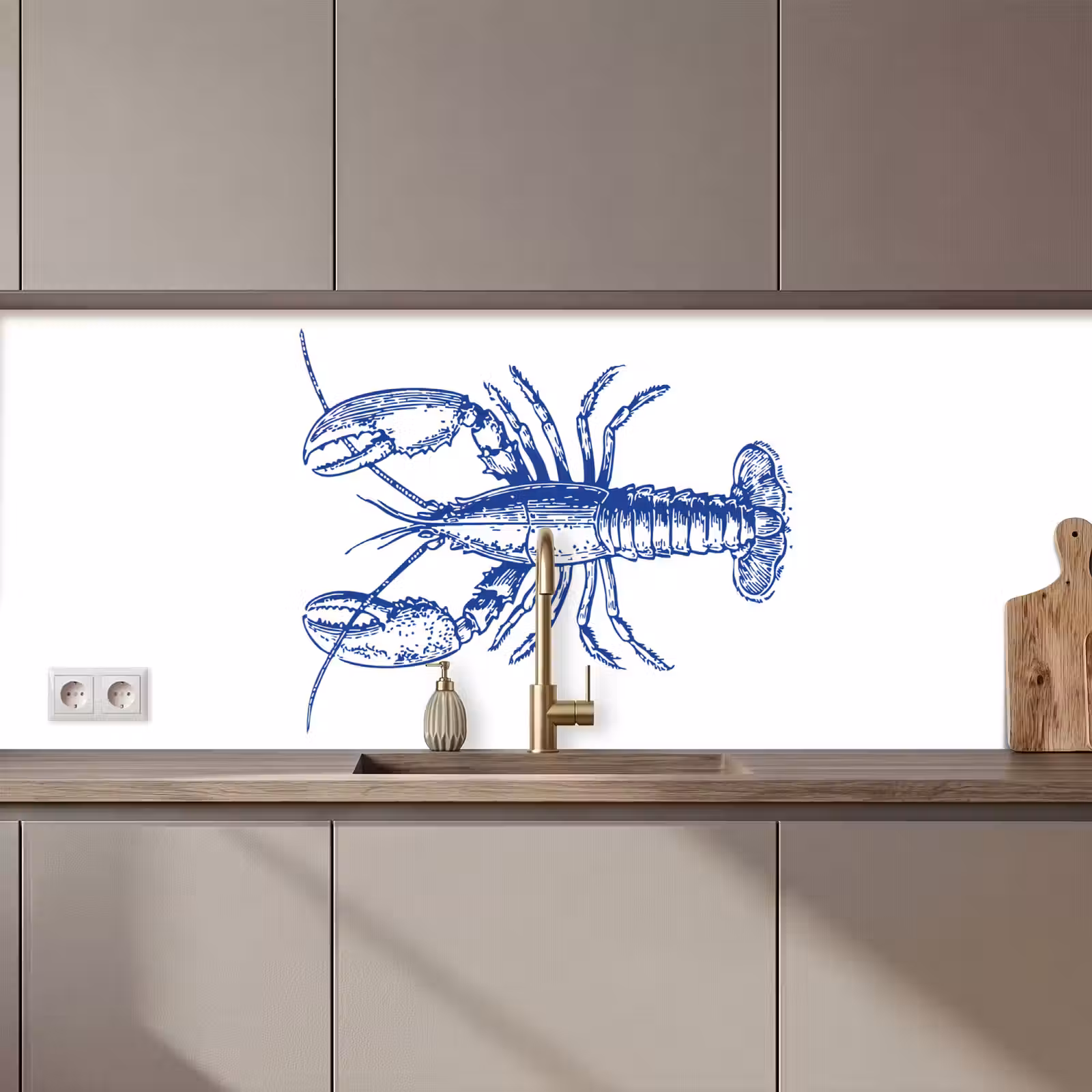 Schienale cucina - Blu - Cancro - Bianco — 1