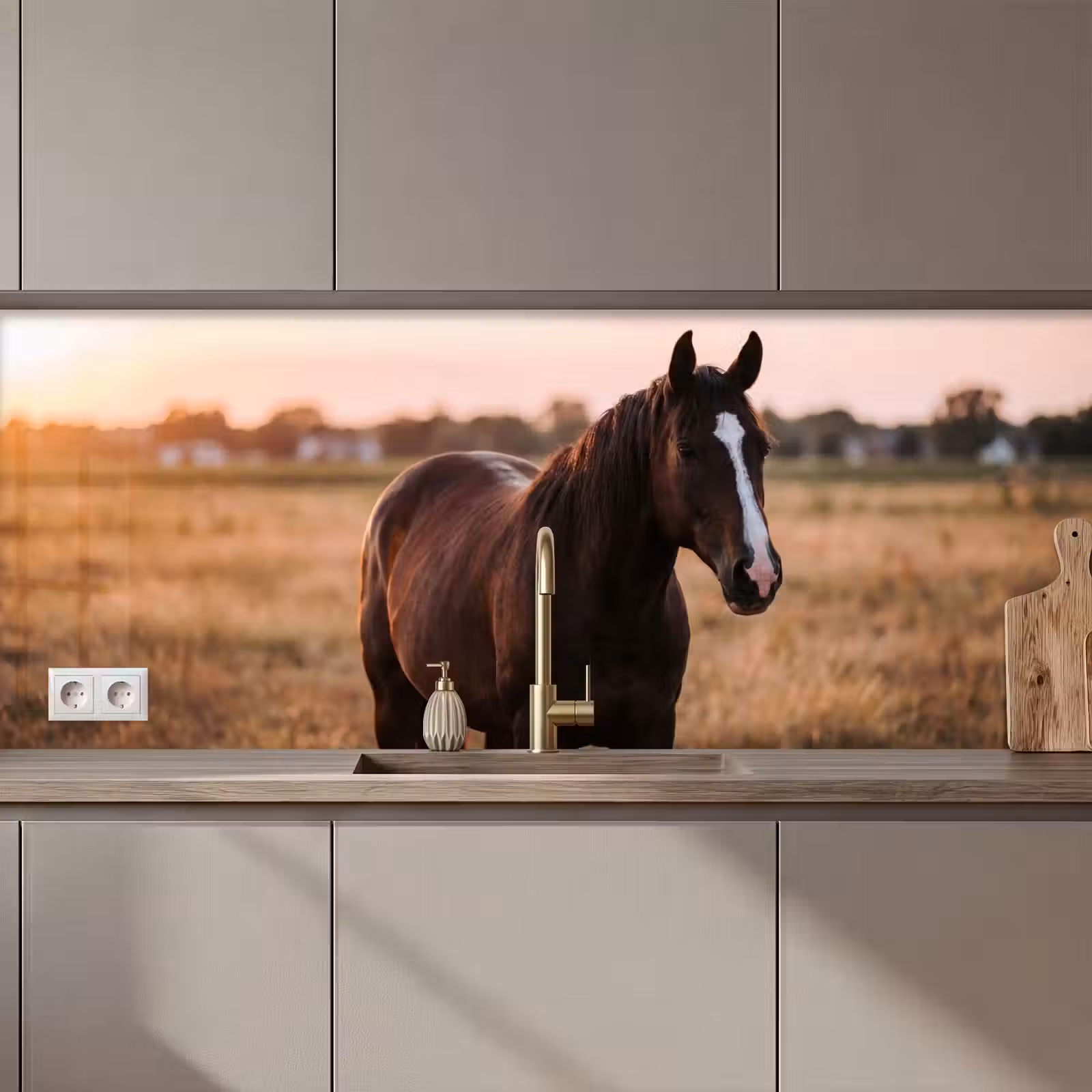 Schienale cucina - Cavallo - Tramonto - Marrone — 1