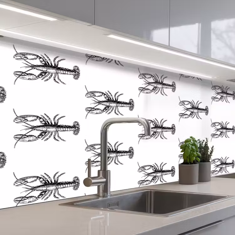 Schienale cucina - Aragoste - Nero - Modello — 2