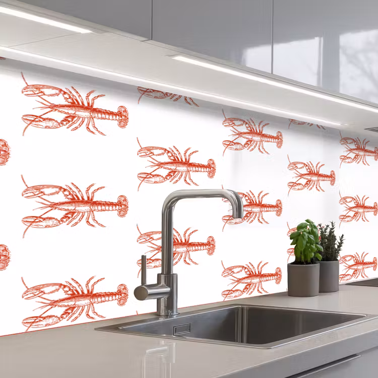 Schienale cucina - Aragoste - Rosso - Modello — 2