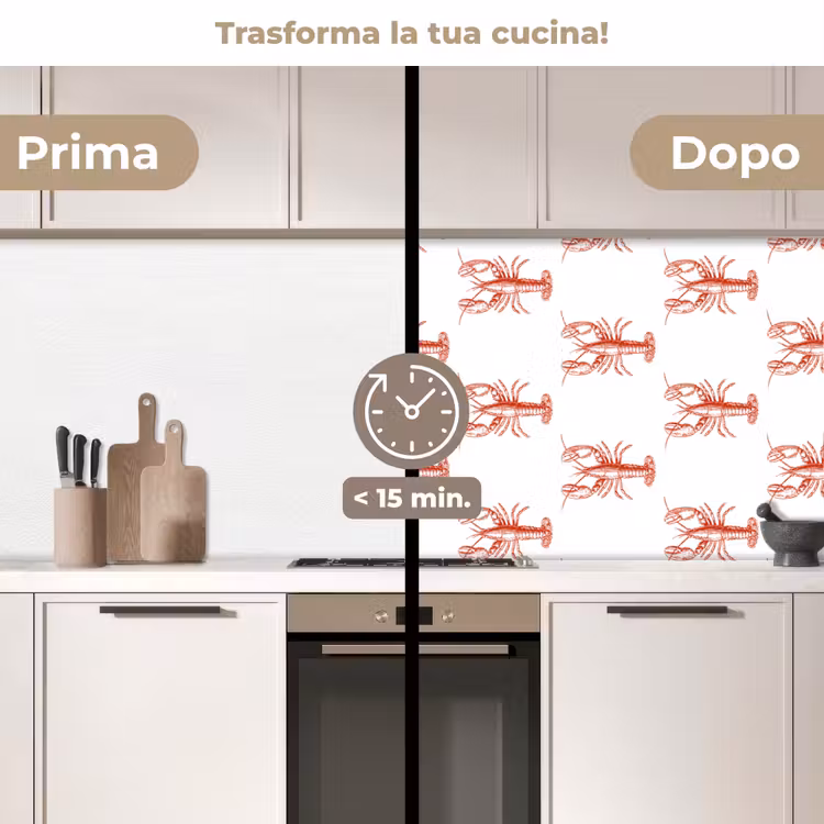 Schienale cucina - Aragoste - Rosso - Modello — 3