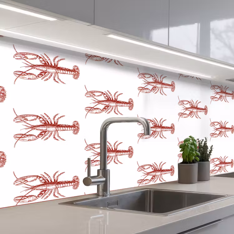 Schienale cucina - Aragoste - Rosso scuro - Modello — 2