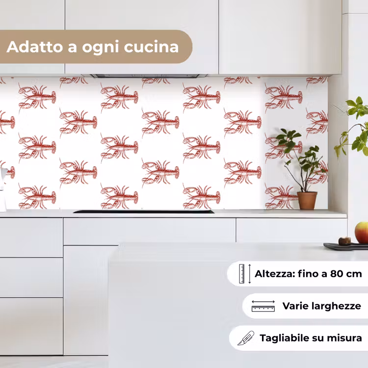 Schienale cucina - Aragoste - Rosso scuro - Modello — 7