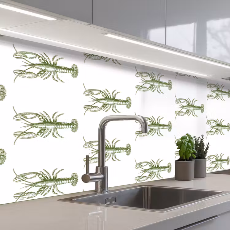 Schienale cucina - Aragoste - Verde - Modello — 2