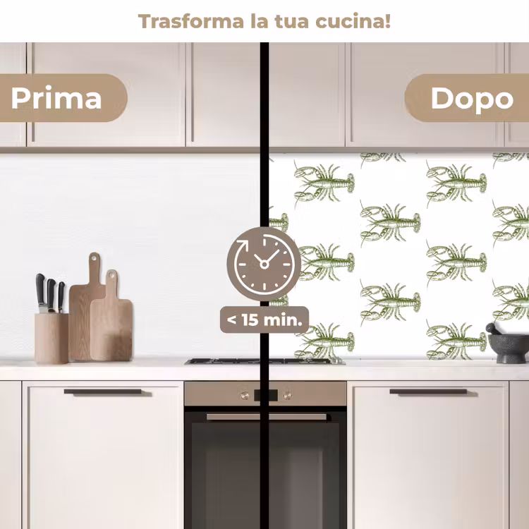 Schienale cucina - Aragoste - Verde - Modello — 3