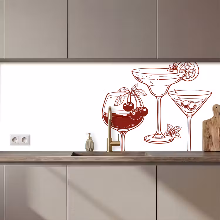 Schienale cucina - Bicchieri - Cocktail - Rosso — 1