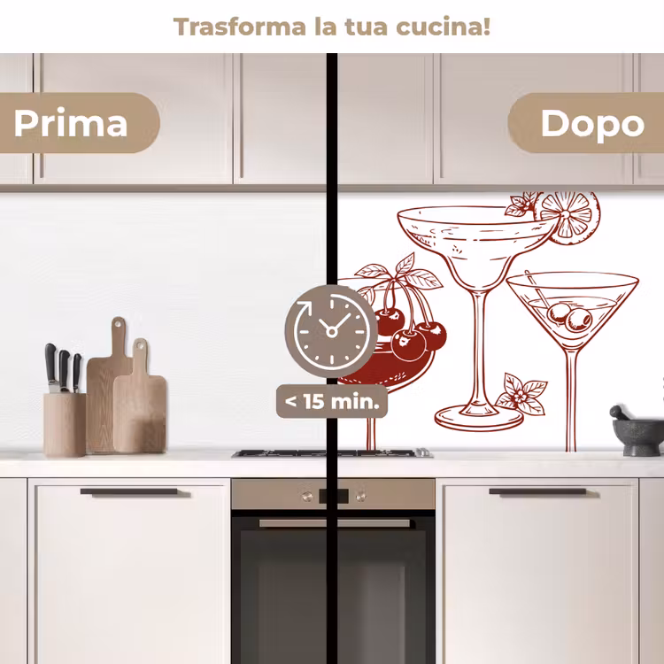 Schienale cucina - Bicchieri - Cocktail - Rosso — 3