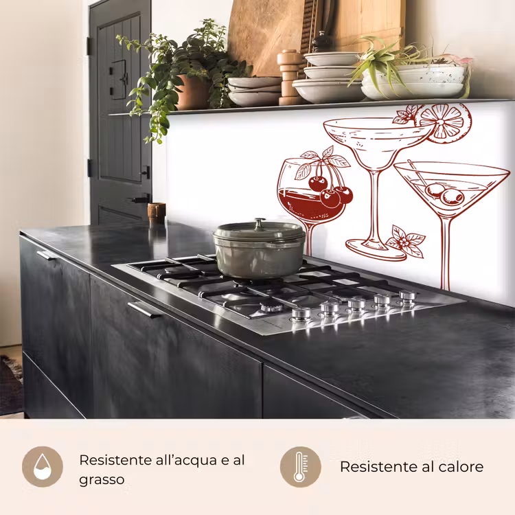 Schienale cucina - Bicchieri - Cocktail - Rosso — 5