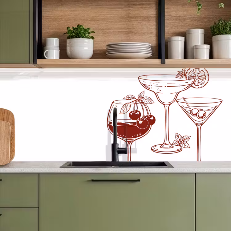 Schienale cucina - Bicchieri - Cocktail - Rosso — 8