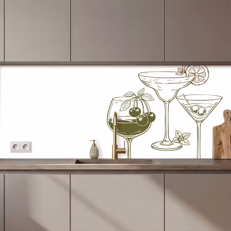 Schienale cucina - Bicchieri - Cocktail - Verde — 1