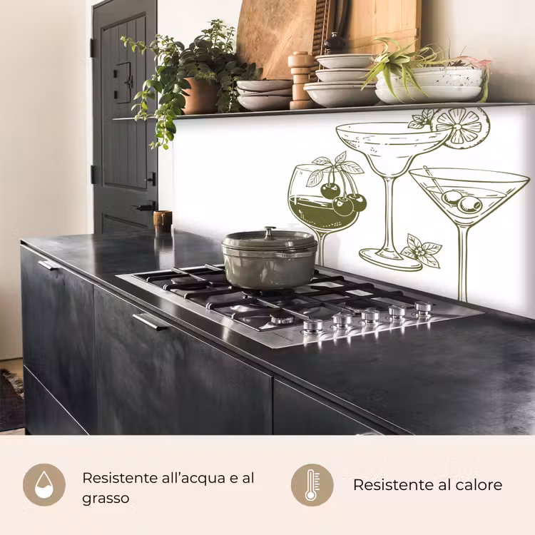 Schienale cucina - Bicchieri - Cocktail - Verde — 5