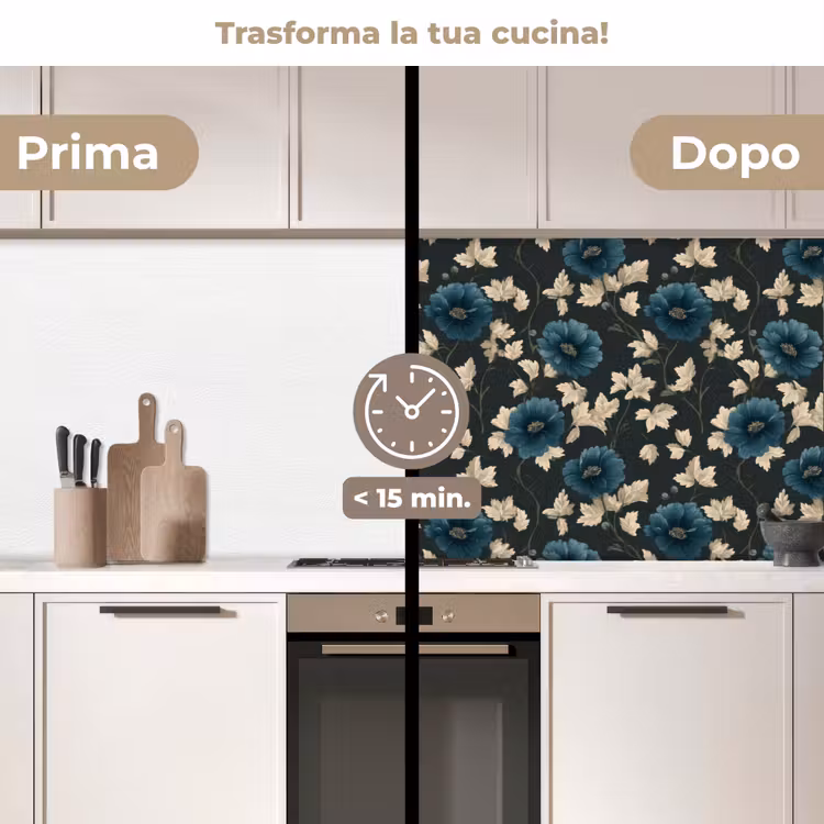 Schienale cucina - Botanico - Fiori - Blu — 3